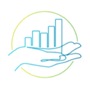 bar graph in a person's hand icon